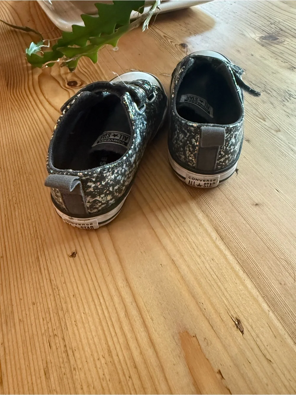 Toddler / Kids Converse Glitter Strap Sneakers - Black Iridescent